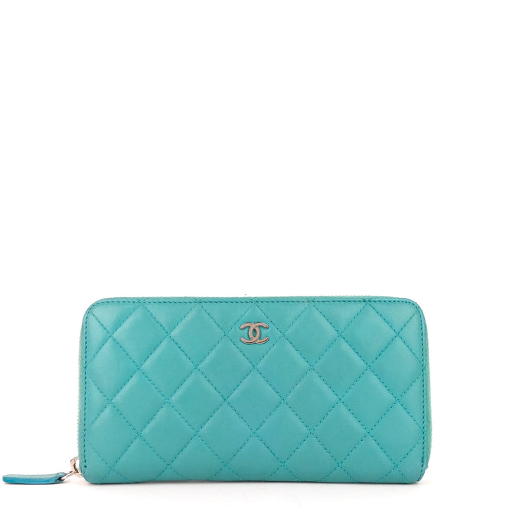 classic zip around large lambskin wallet