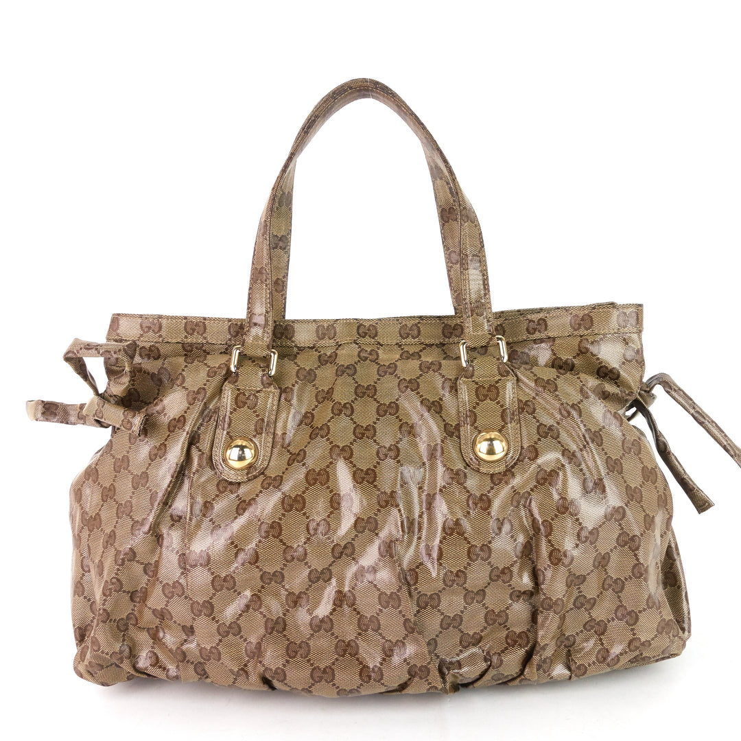crystal monogram coated canvas web bag