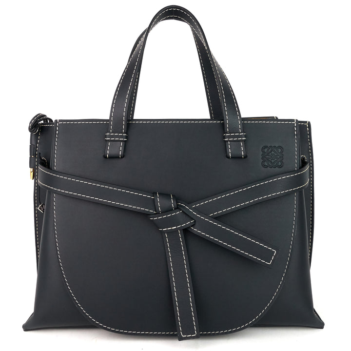 loewe gate top handle small calf leather tote bag