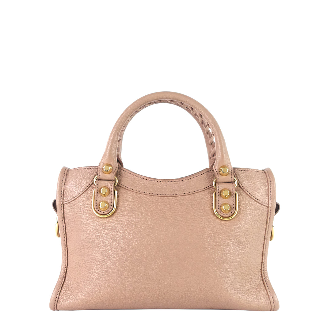 city mini metallic edge leather bag