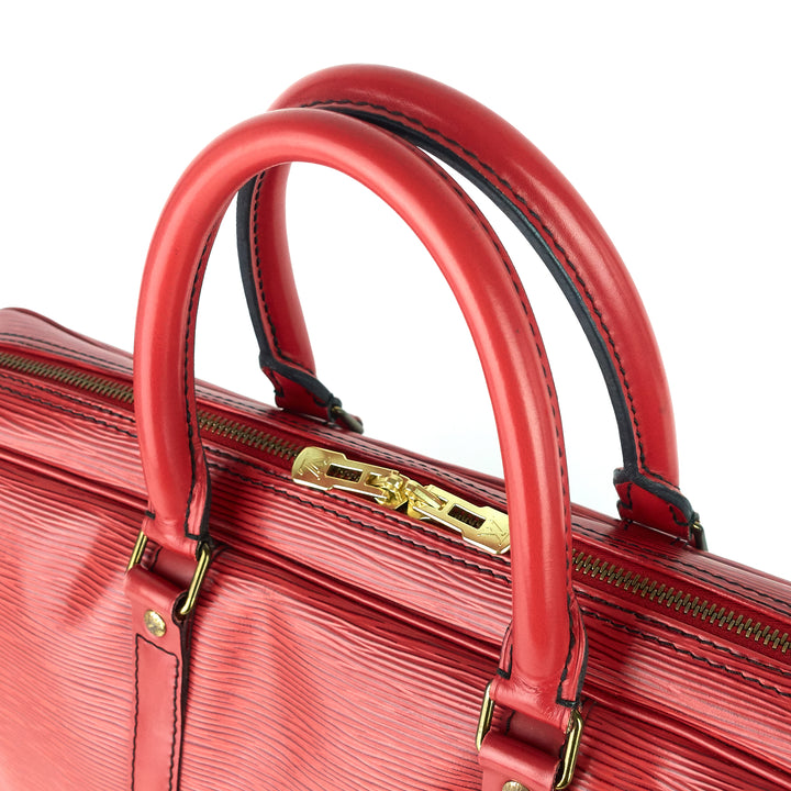 porte-documents voyage red epi leather briefcase bag