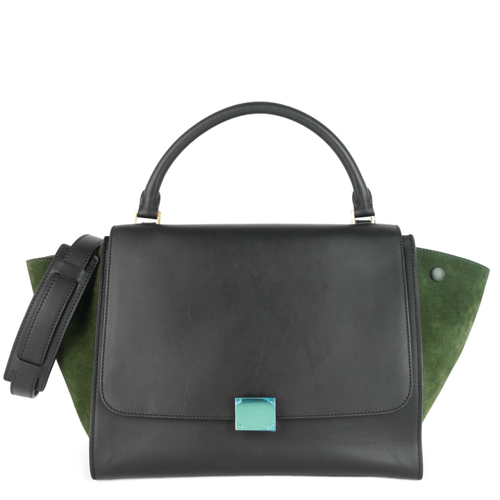 trapeze calfskin leather and suede bag