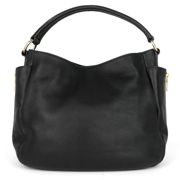 vitello daino leather zip side pocket bag