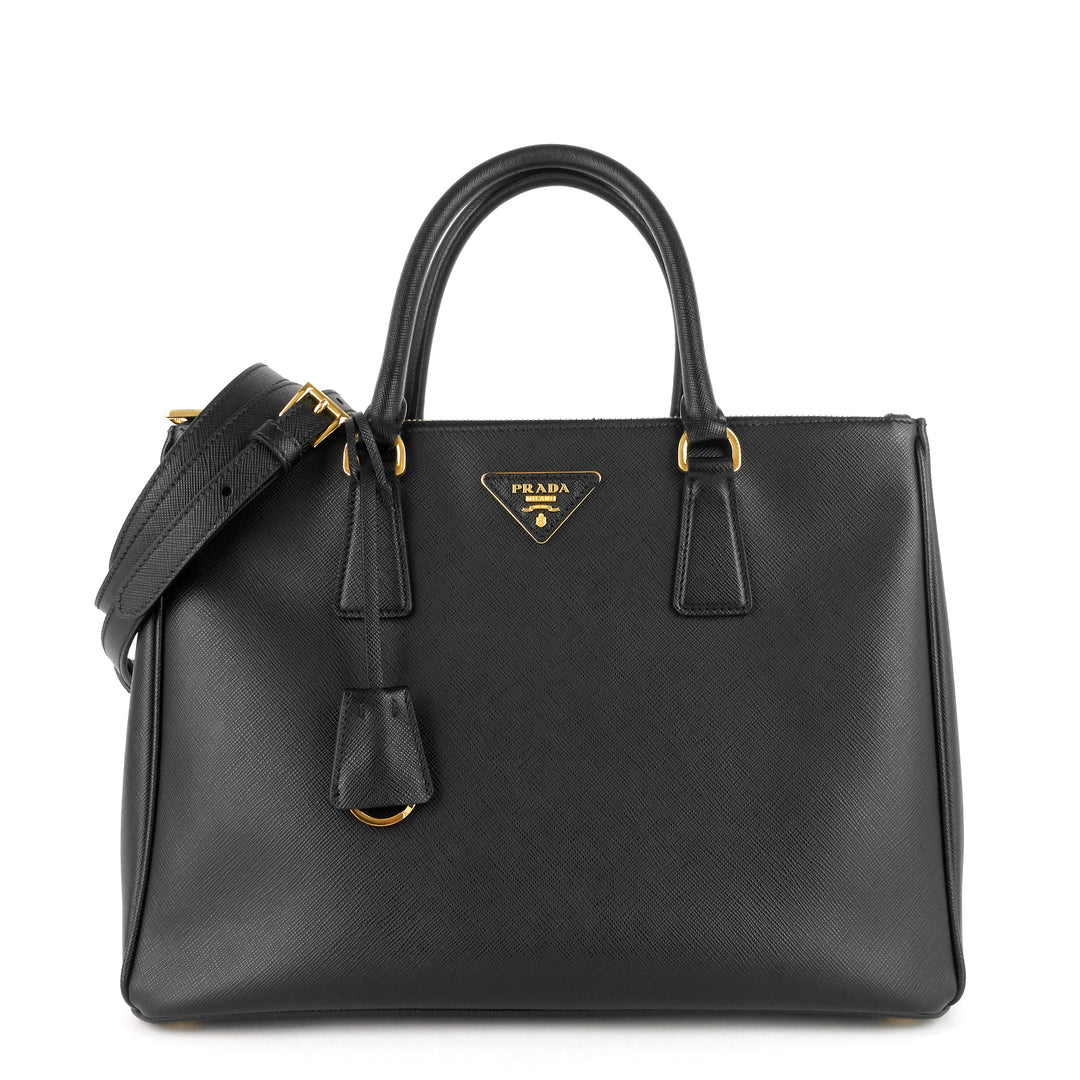 double zip lux medium saffiano leather tote bag