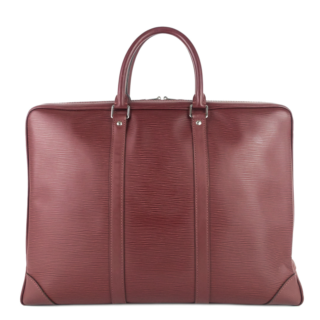 porte-documents voyage burgundy epi leather briefcase bag