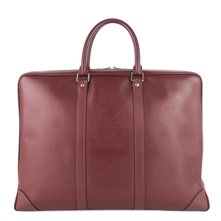 porte-documents voyage burgundy epi leather briefcase bag