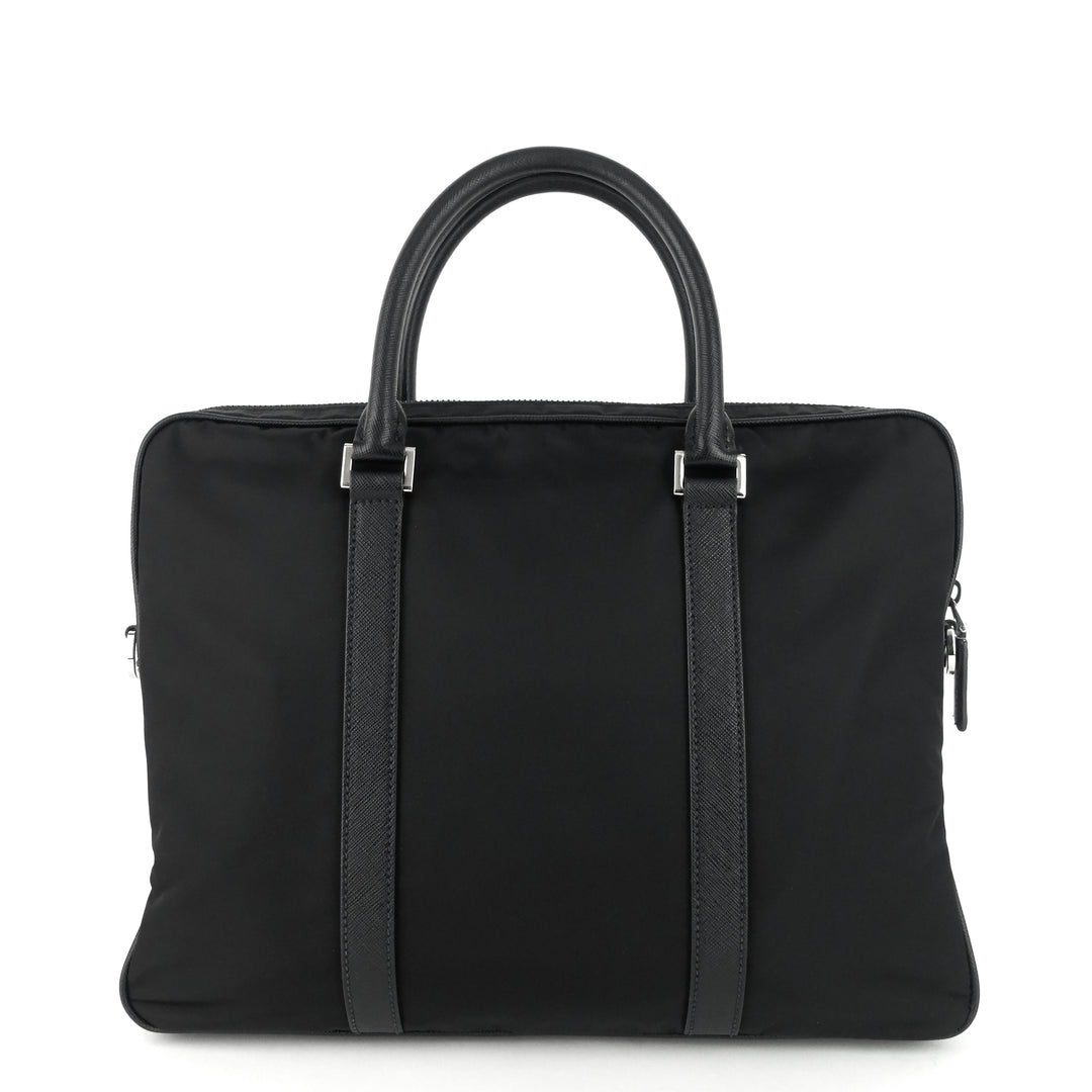 convertible tessuto nylon and saffiano leather briefcase bag