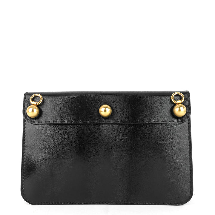 gold ball leather flap bag