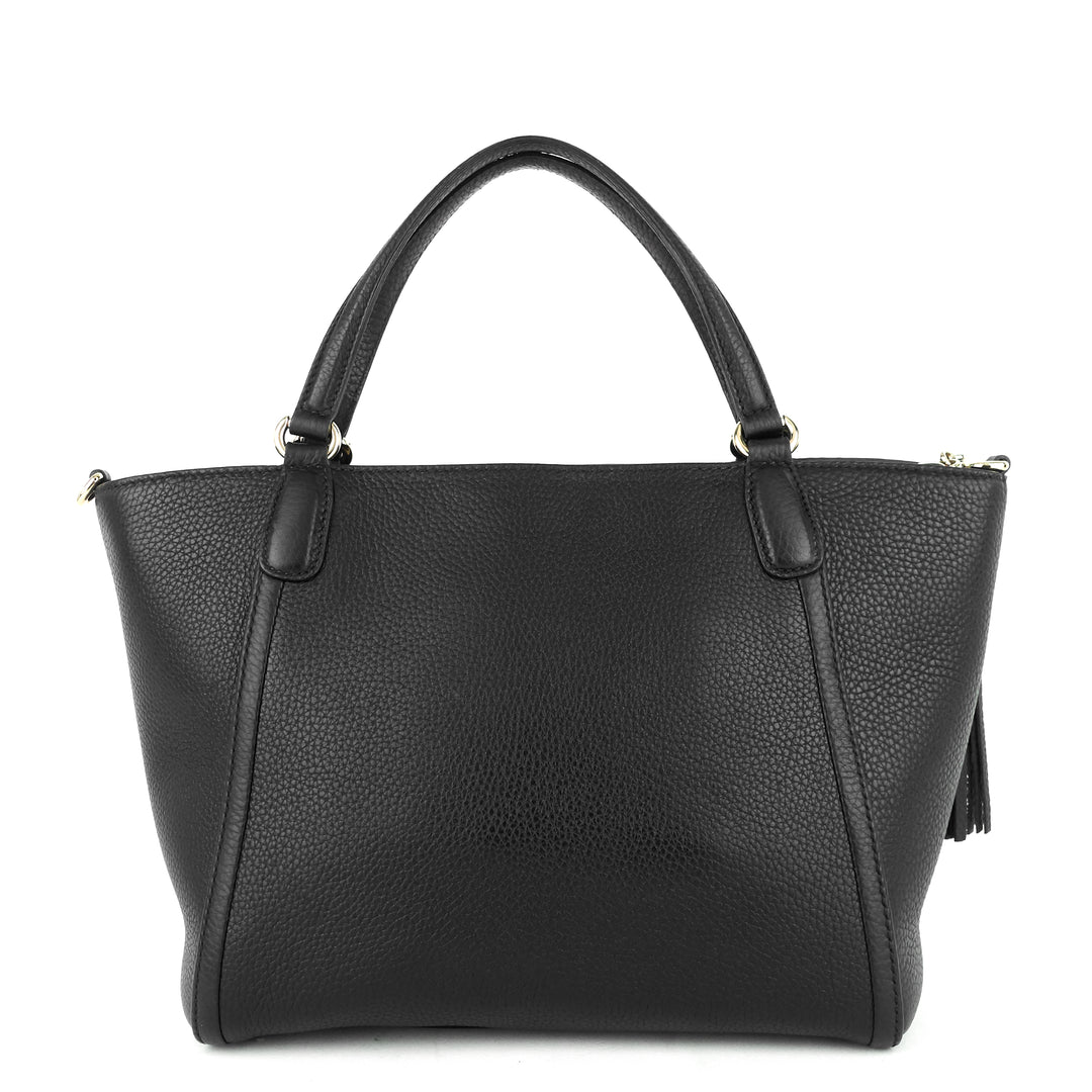soho pebbled leather small top handle tote bag