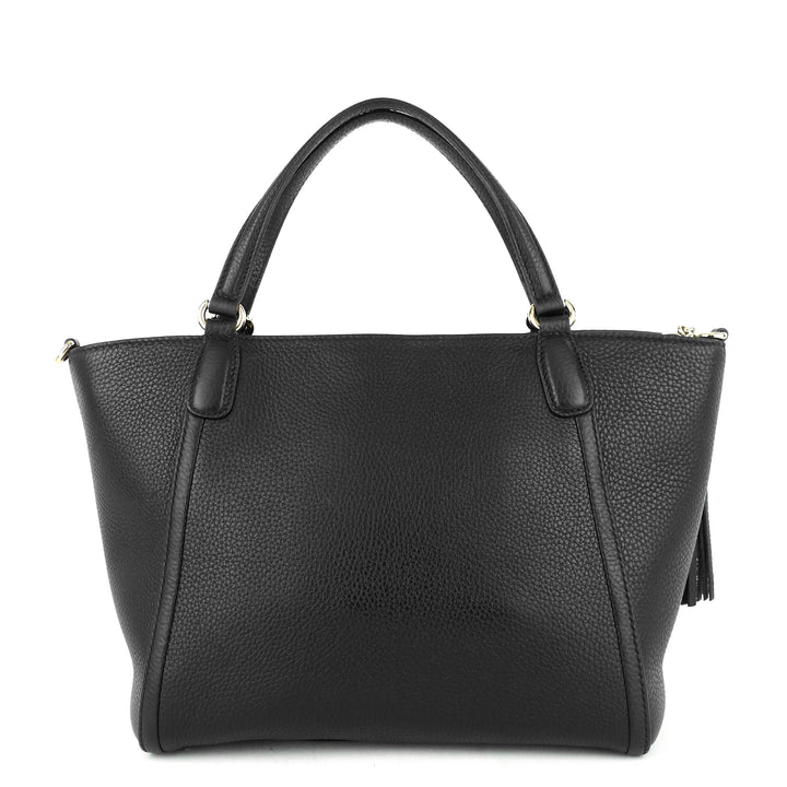 soho pebbled leather small top handle tote bag