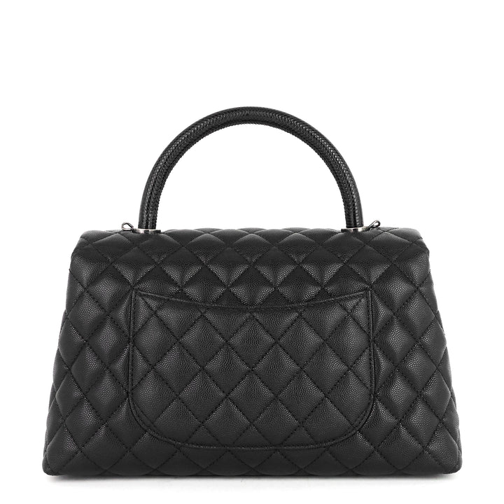 cc coco small caviar and lizard-embossed calfskin top handle bag