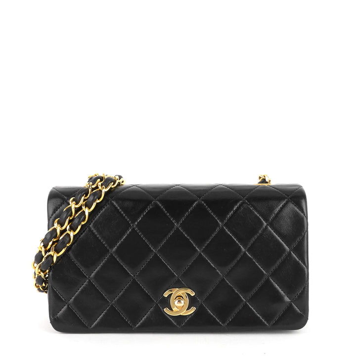 lambskin leather small single flap bag