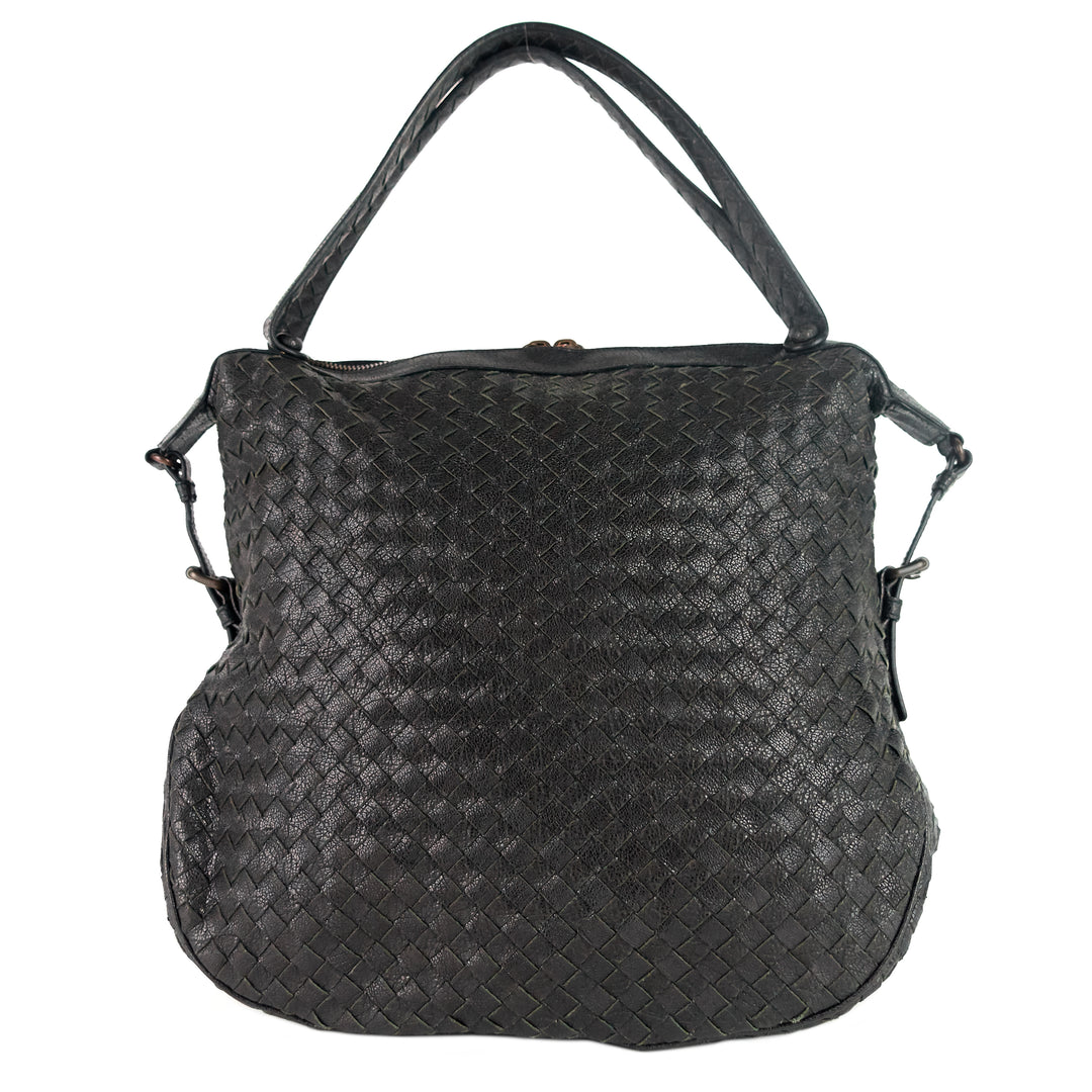 zipped intrecciato nappa leather hobo bag