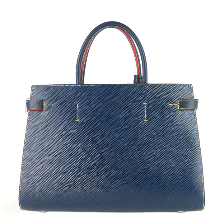 twist blue epi leather tote bag