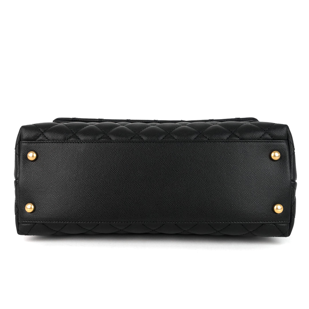 coco lizard top handle small caviar leather bag