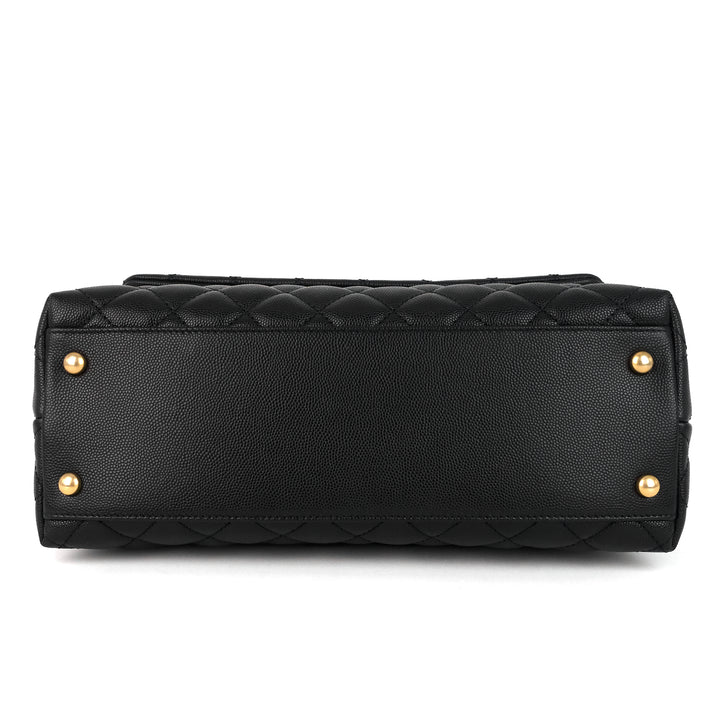coco lizard top handle small caviar leather bag