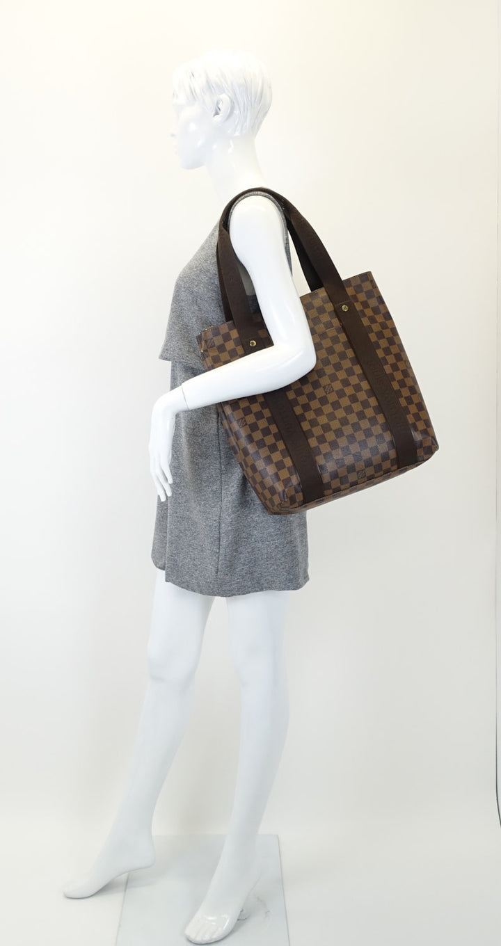 cabas beaubourg damier ebene canvas tote bag
