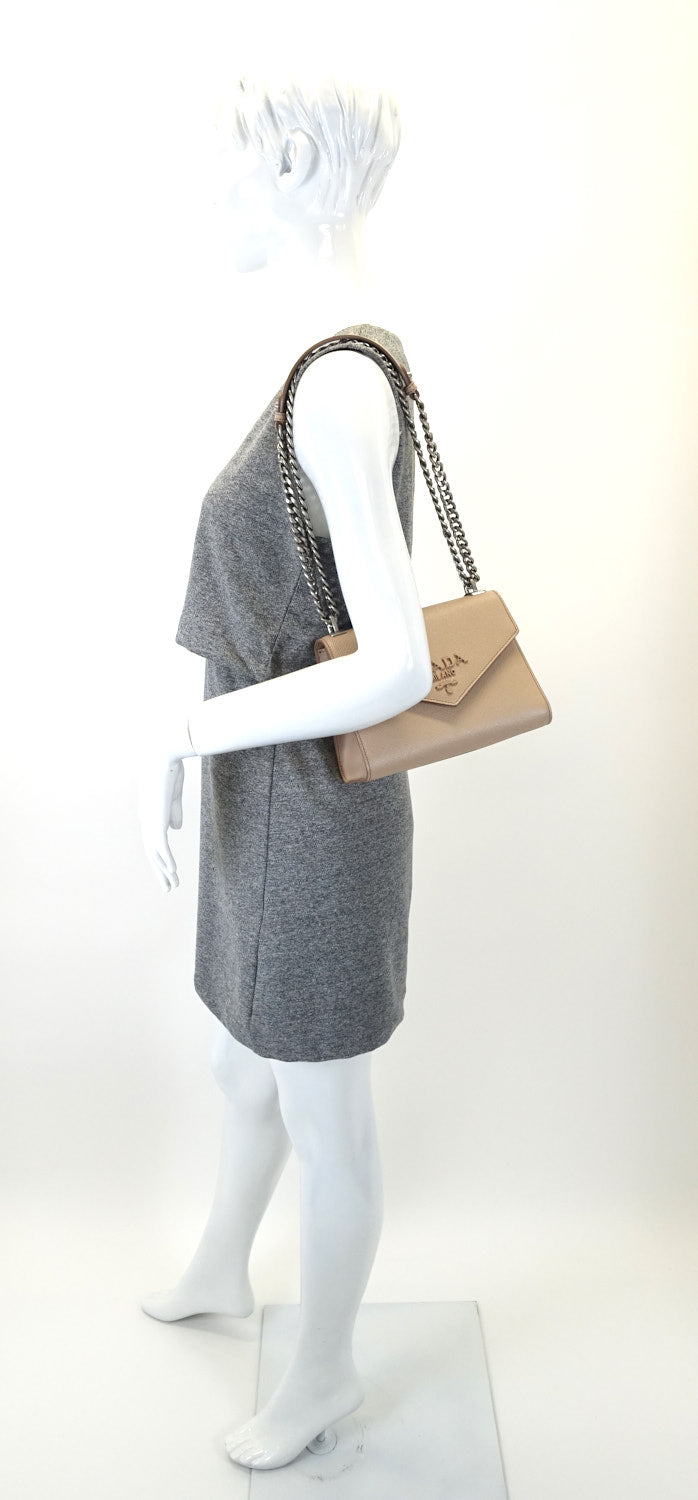 monochrome saffiano leather shoulder bag