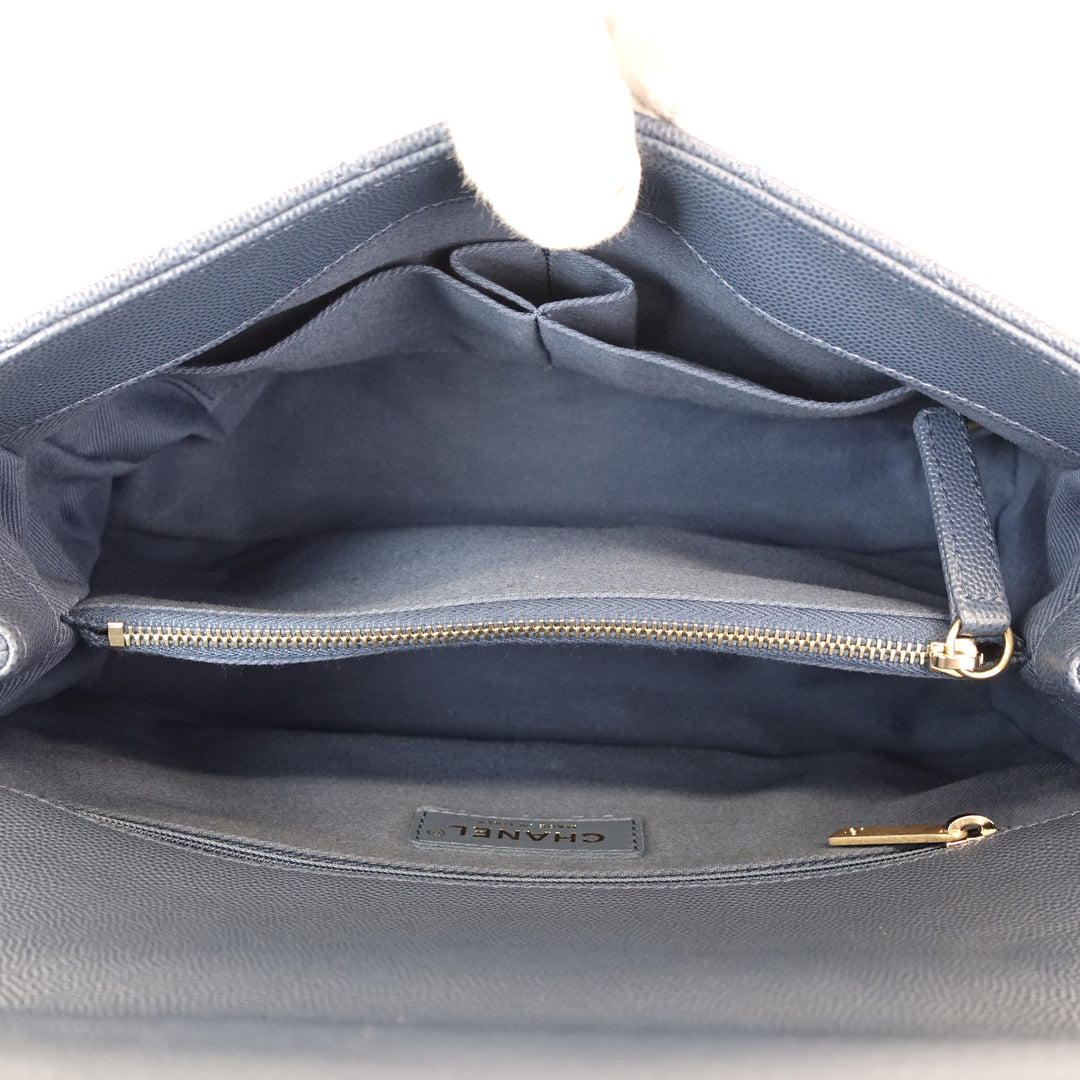 coco quilted caviar leather handle shoulder bag