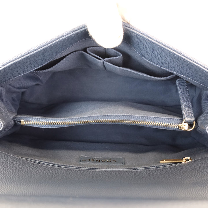 coco quilted caviar leather handle shoulder bag