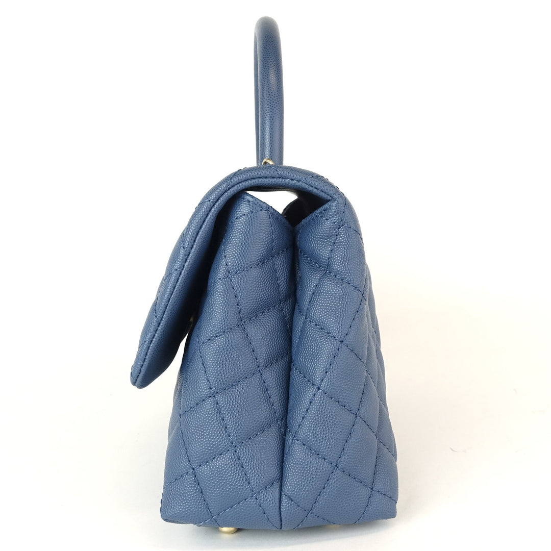 coco quilted caviar leather handle shoulder bag