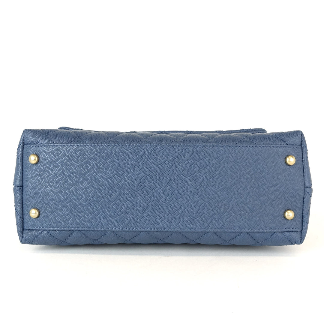 coco quilted caviar leather handle shoulder bag