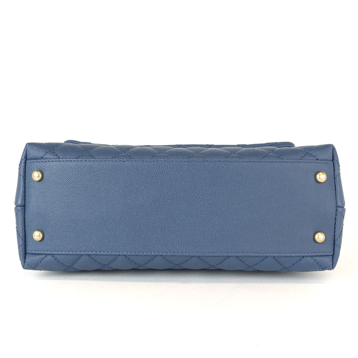 coco quilted caviar leather handle shoulder bag