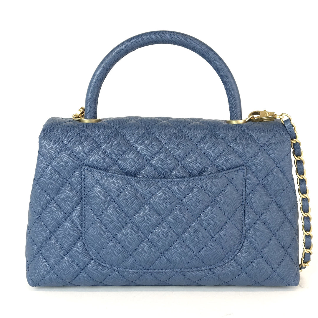 coco quilted caviar leather handle shoulder bag