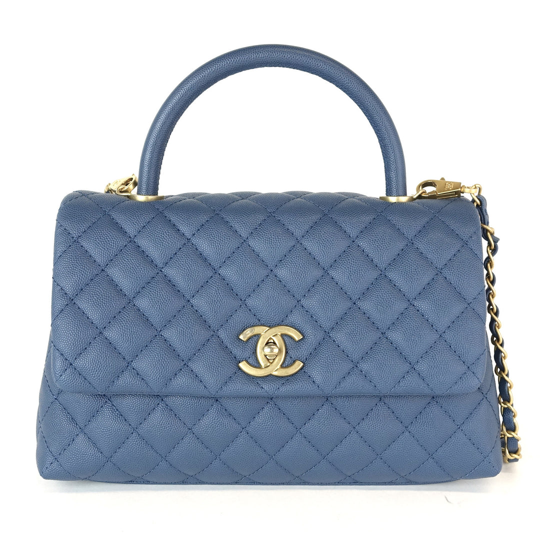 coco quilted caviar leather handle shoulder bag