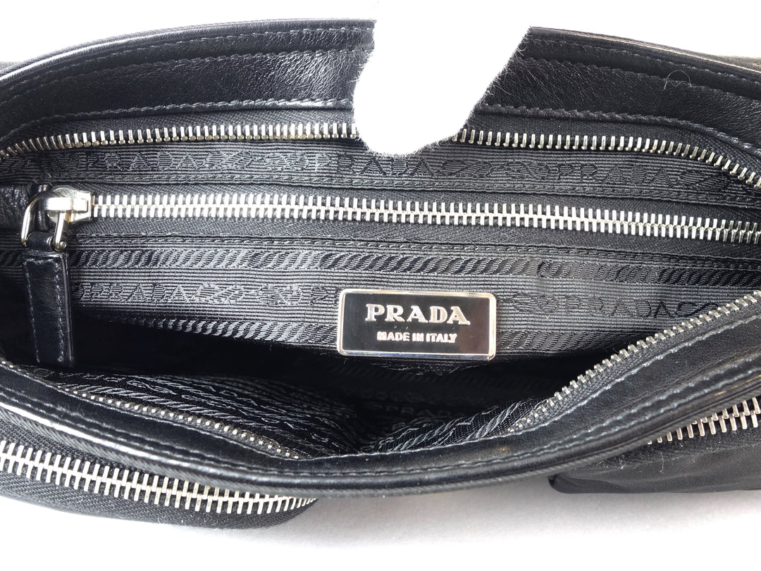 tessuto nylon and leather buckle bag