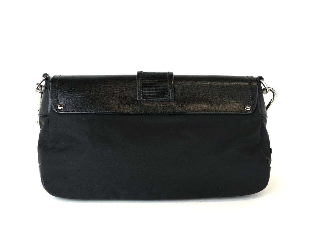 tessuto nylon and leather buckle bag