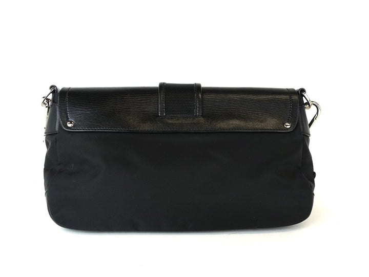 tessuto nylon and leather buckle bag