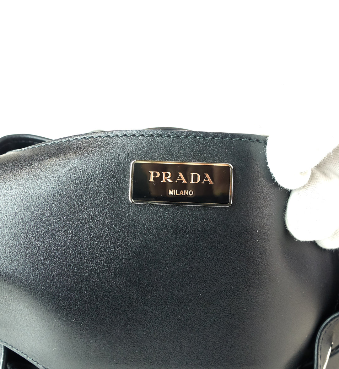 smooth calf leather triple flap backpack bag