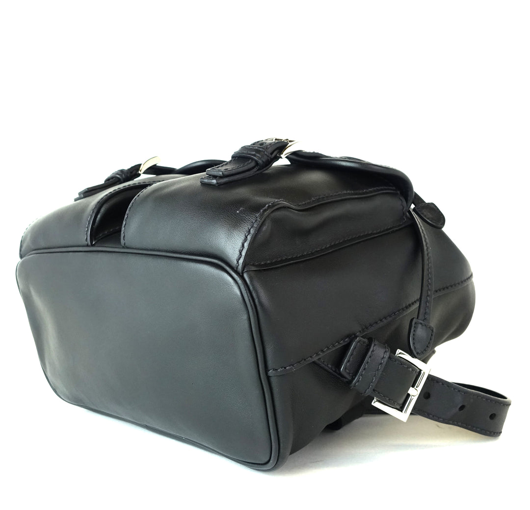 smooth calf leather triple flap backpack bag