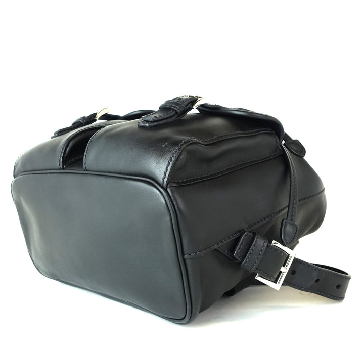 smooth calf leather triple flap backpack bag