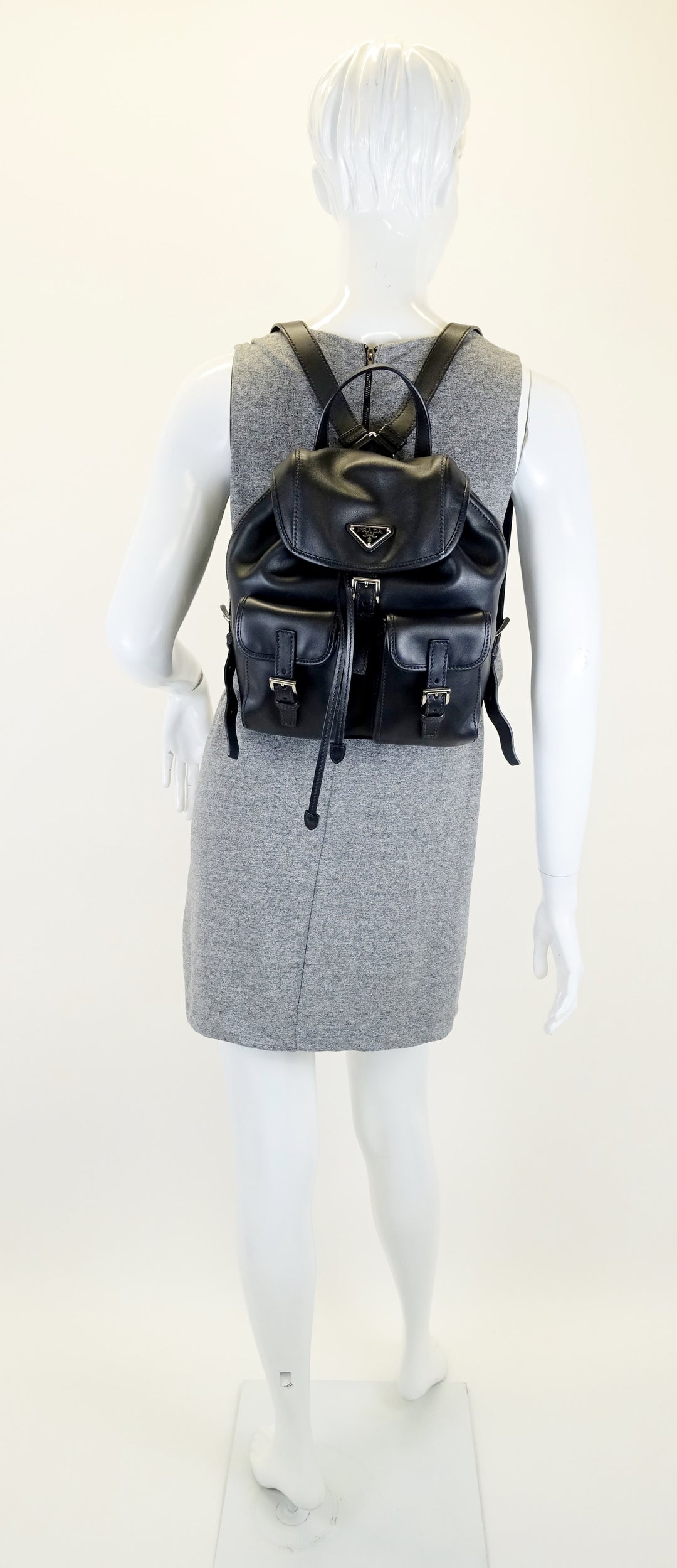 smooth calf leather triple flap backpack bag