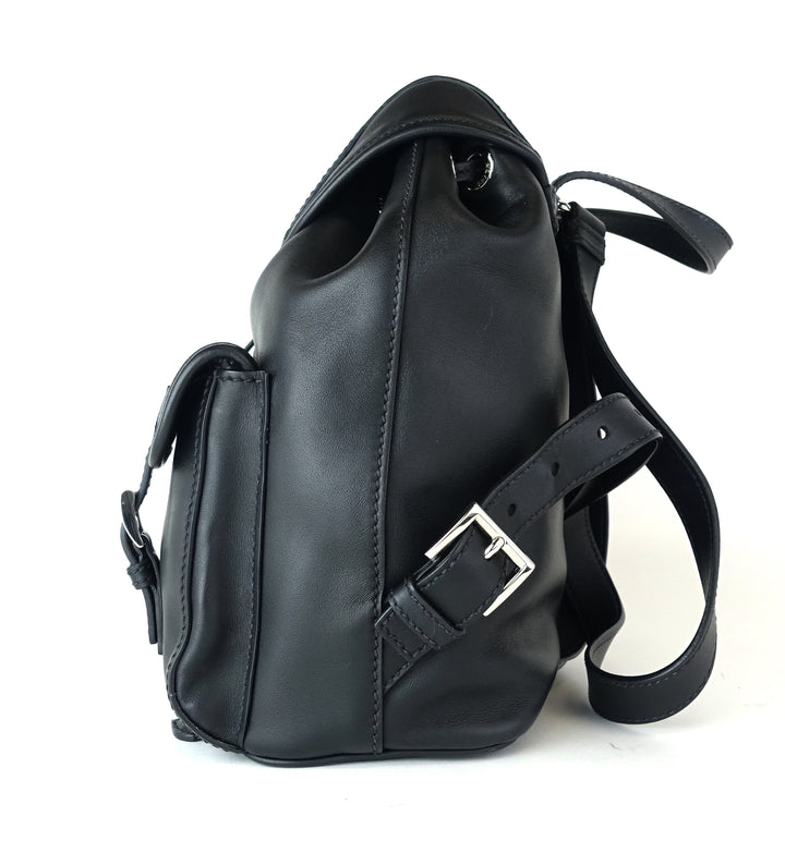 smooth calf leather triple flap backpack bag