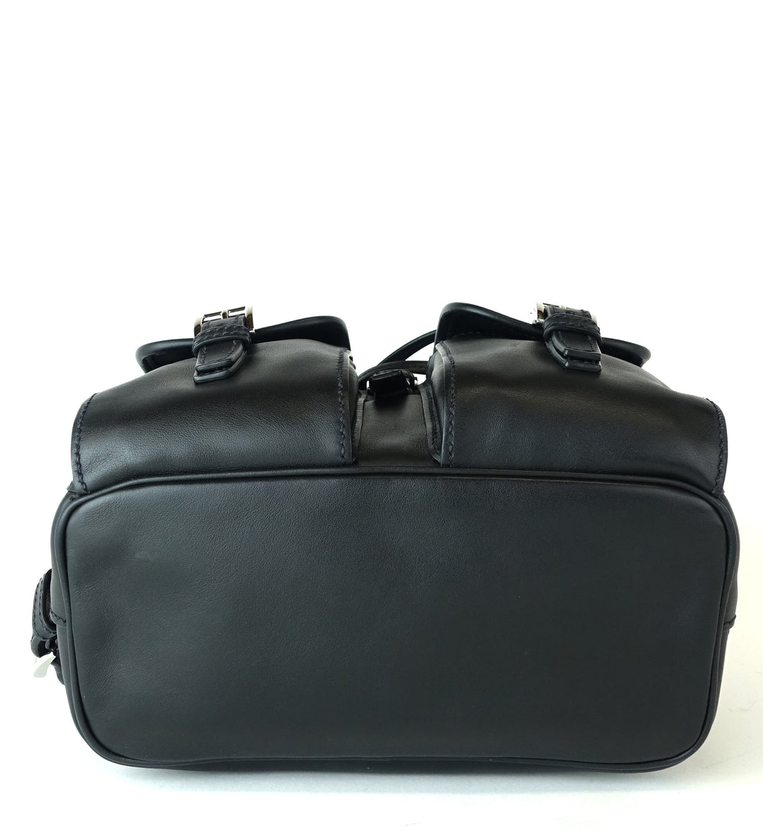 smooth calf leather triple flap backpack bag