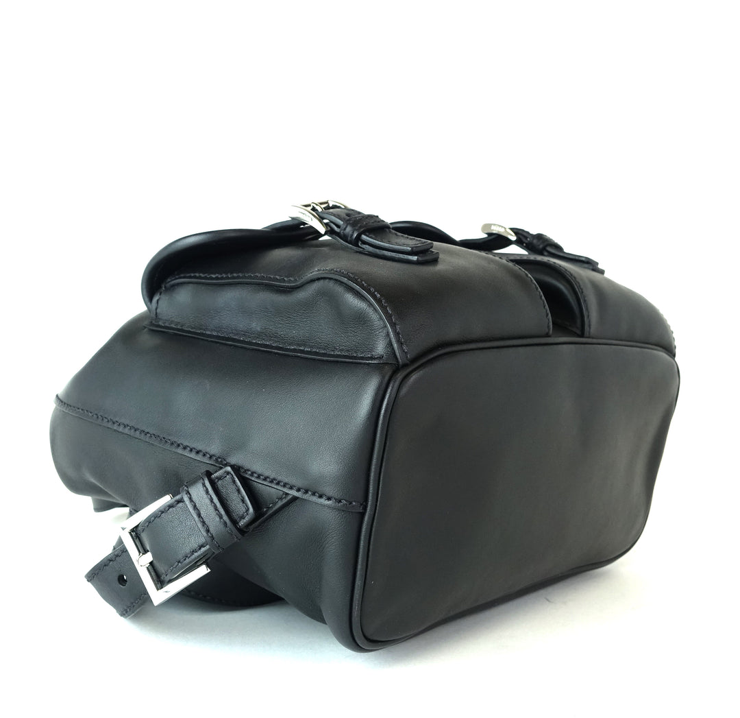 smooth calf leather triple flap backpack bag