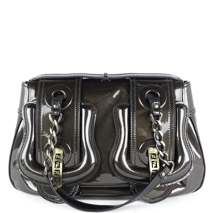 double b buckle patent leather bag