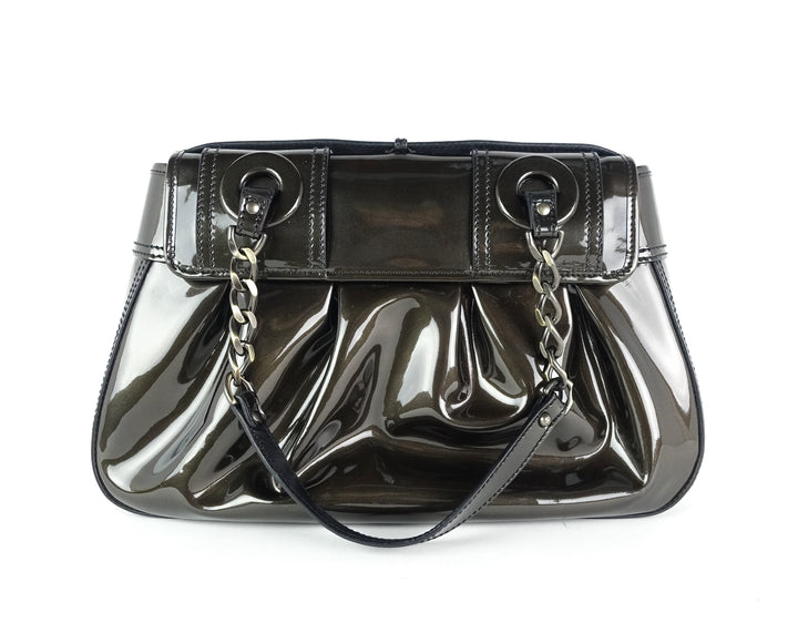 double b buckle patent leather bag