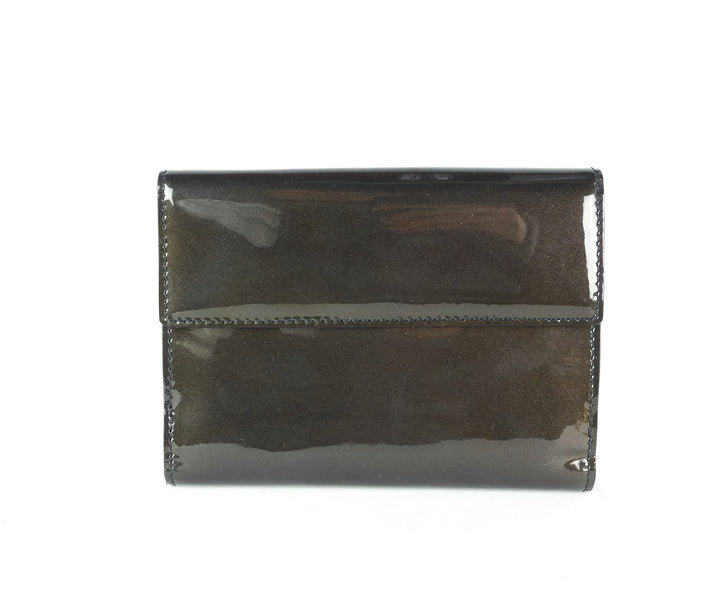 b buckle trifold patent leather wallet