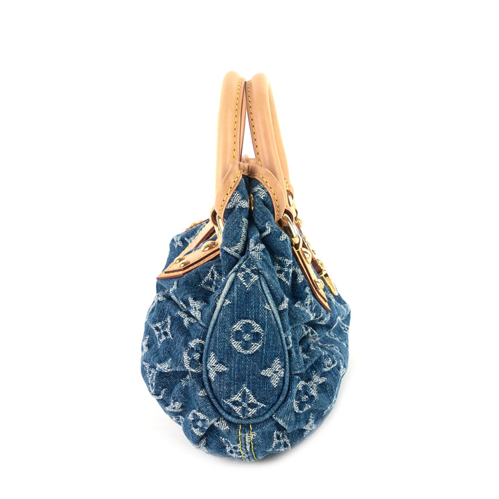 pleaty monogram denim bag
