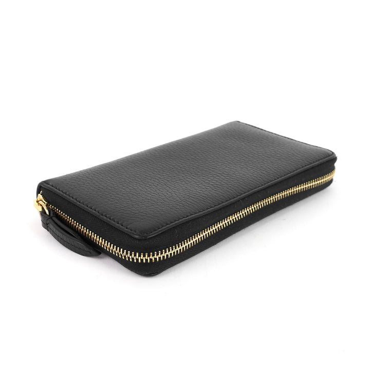 zip around grained calfskin wallet