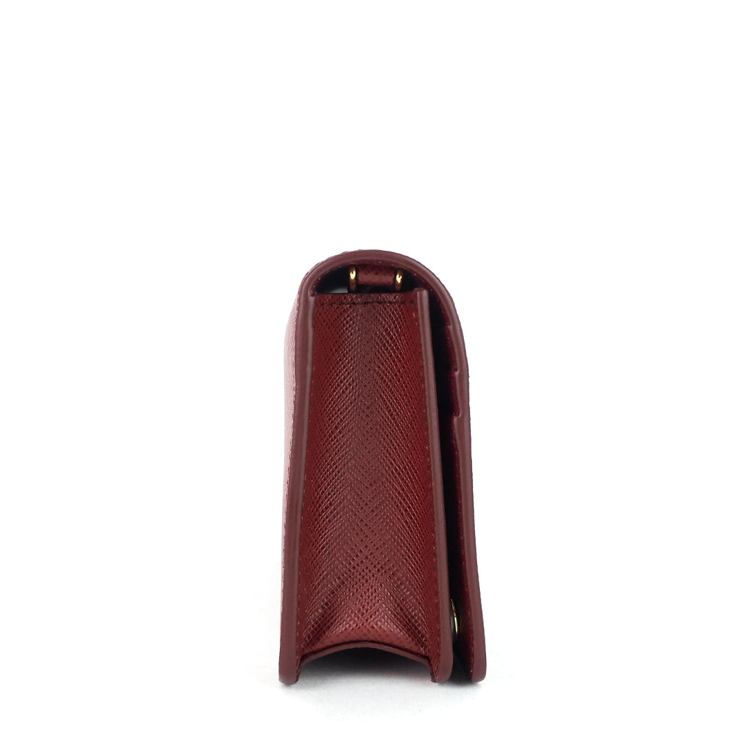 saffiano leather mini wallet on chain bag