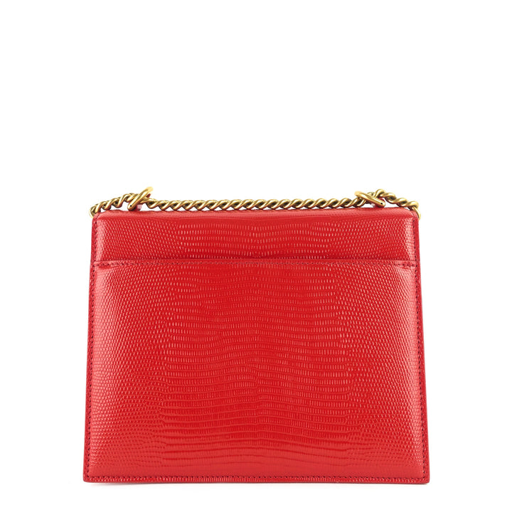 sharp lizard embossed leather flap bag