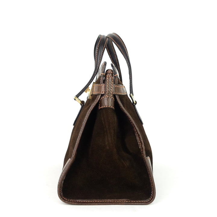 suede web stripe tote bag