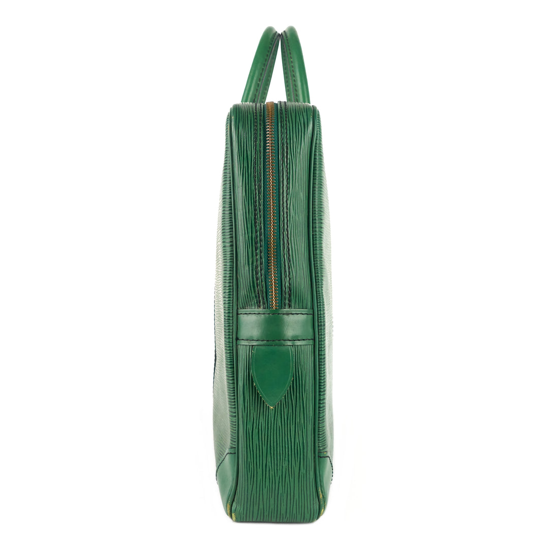 porte-documents voyage green epi leather briefcase bag