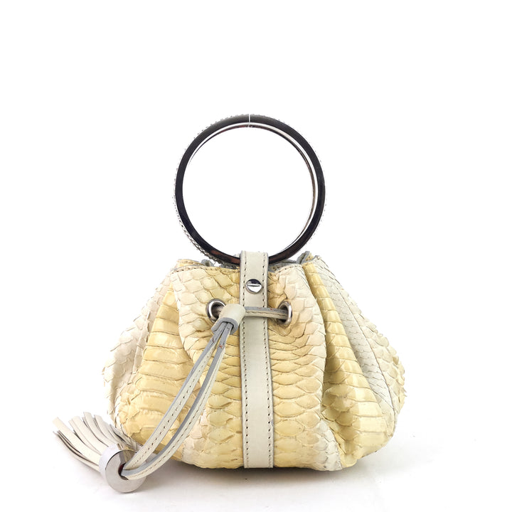 pumpkin small python leather bucket bag