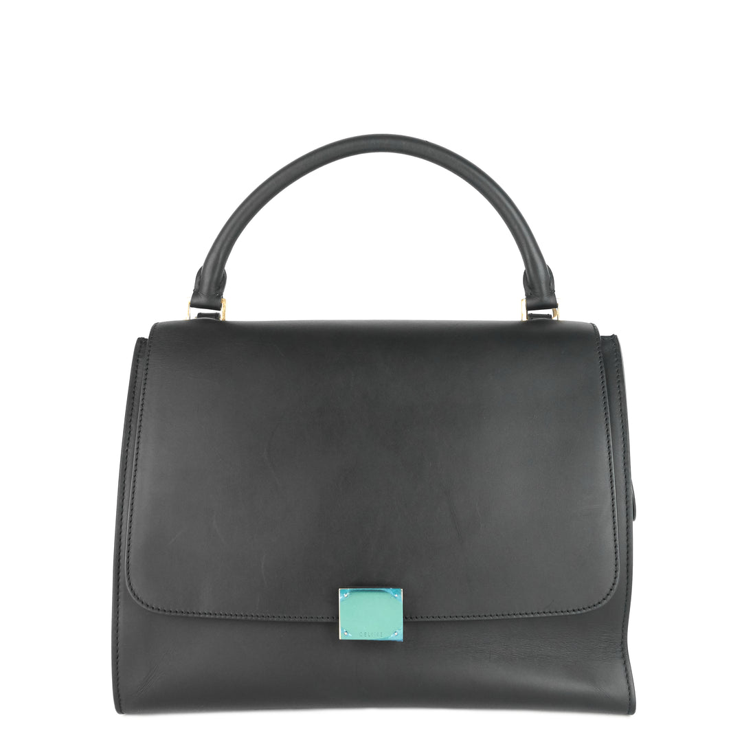 trapeze calfskin leather and suede bag